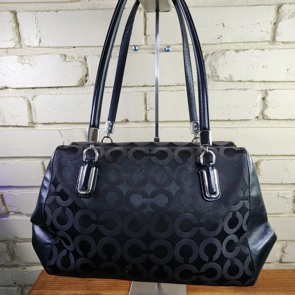 Coach Madeline Black Signature C's Satchel Handbag Purse C